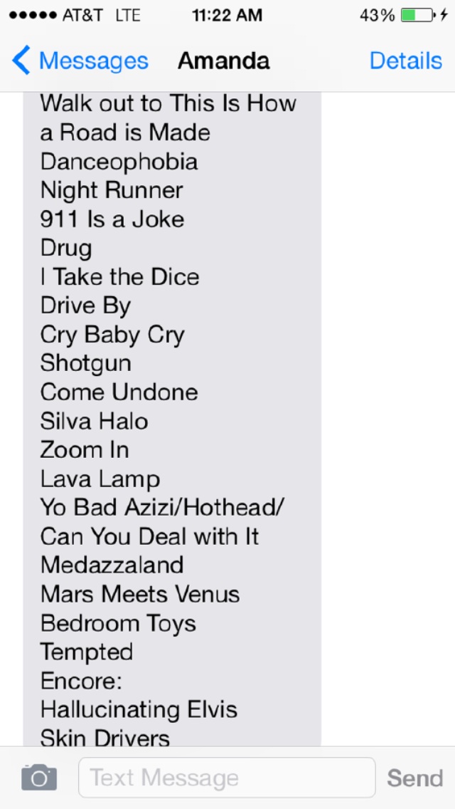 The special set list for Agua Caliente and, yes, Skin Drivers seemed more fitting that day!
